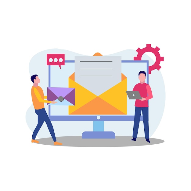 Vector the boy is posting mail online