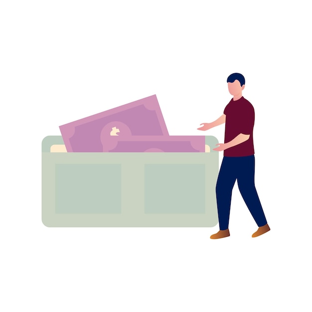 Vector a boy is showing a wallet