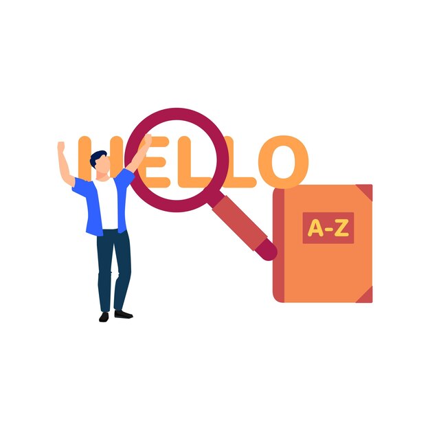 Vector the boy is telling about the english language