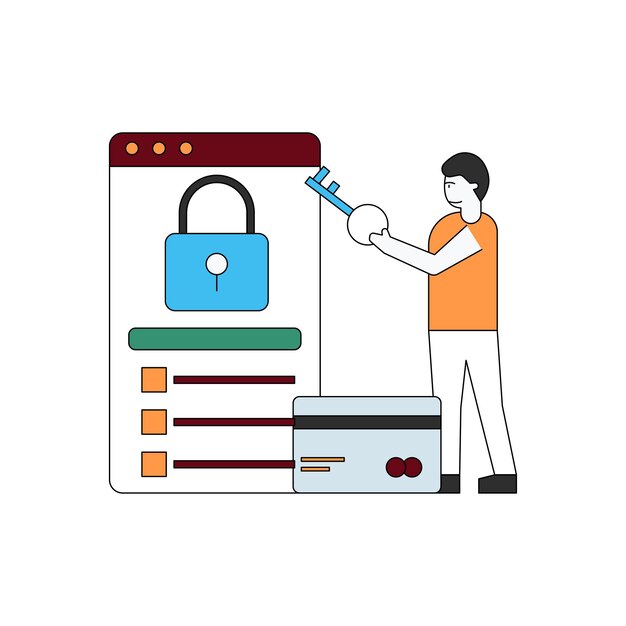 Vector the boy opened the lock online