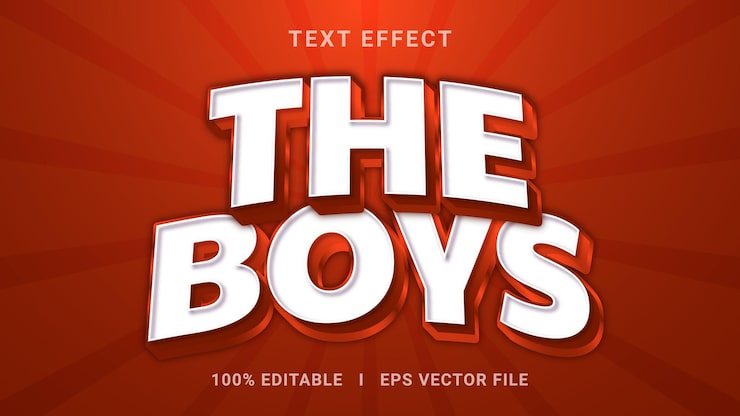 The Boys 3D editable text effect premium vector for illustrator