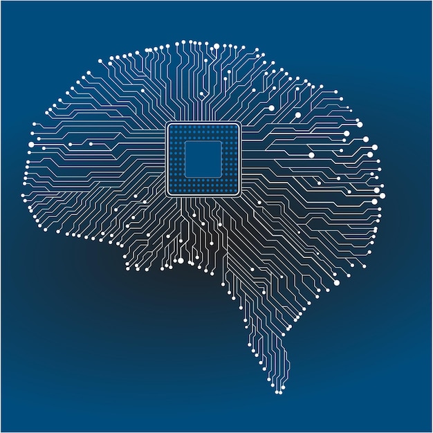 Vector brain computer chip electronic circuit board vector concept for technology and finance concept