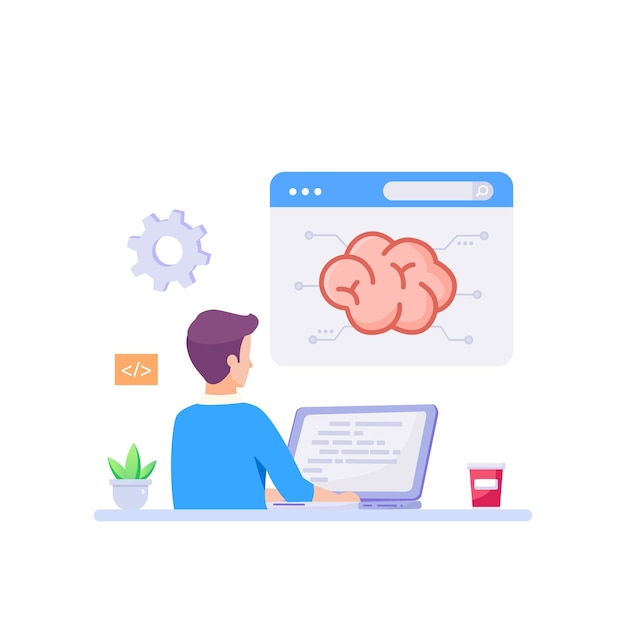 Vector brain developers programming artificial intelligence