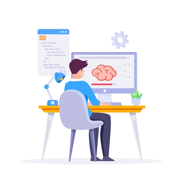 Vector brain developers programming artificial intelligence