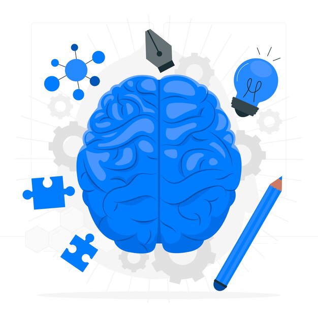 Vector brain sides concept illustration
