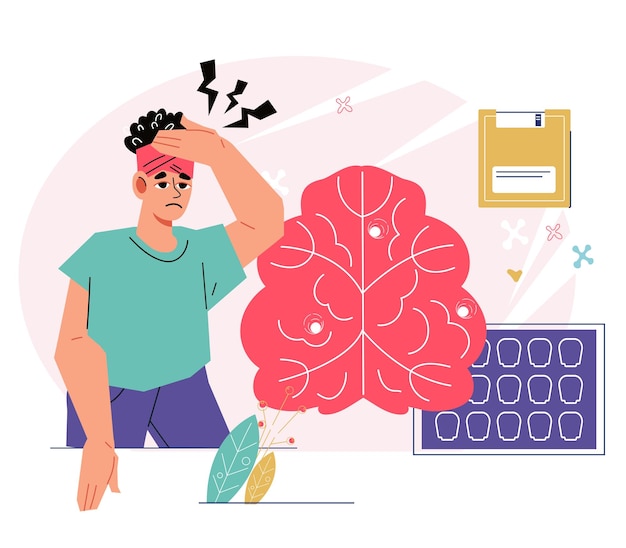 Vector brain tomography and mri flat vector illustration isolated on white background