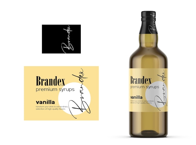 Vector brandex vanilla syrup premium packaging design