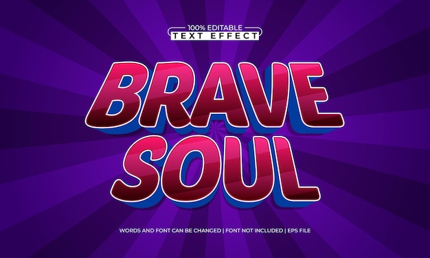 Vector brave soul editable text effect with a hero and super text style