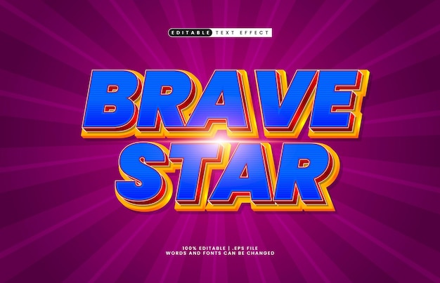 Vector brave star editable text effect