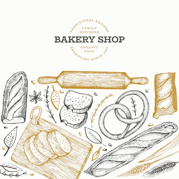 Vector bread and pastry banner template