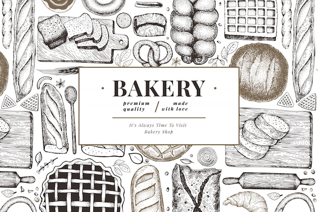 Vector bread and pastry banner. 