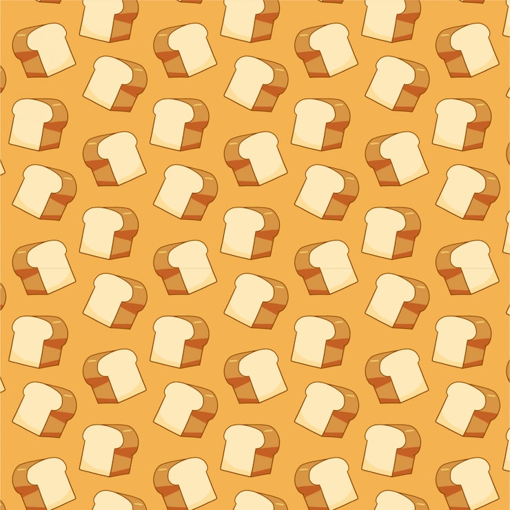 Breakfast seamless pattern with white bread