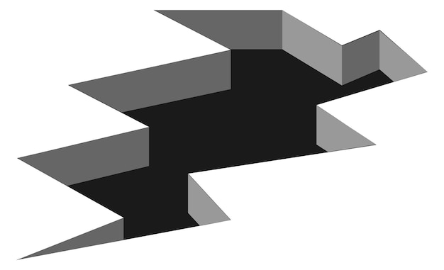 Vector breaking ground crack realistic surface wrecking fracture