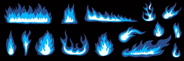 Vector bright cold fire for background types of fire small and large fire fire and fireball