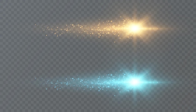 Vector bright comet of sparkling shine magic light and shine effect for web design and illustrations