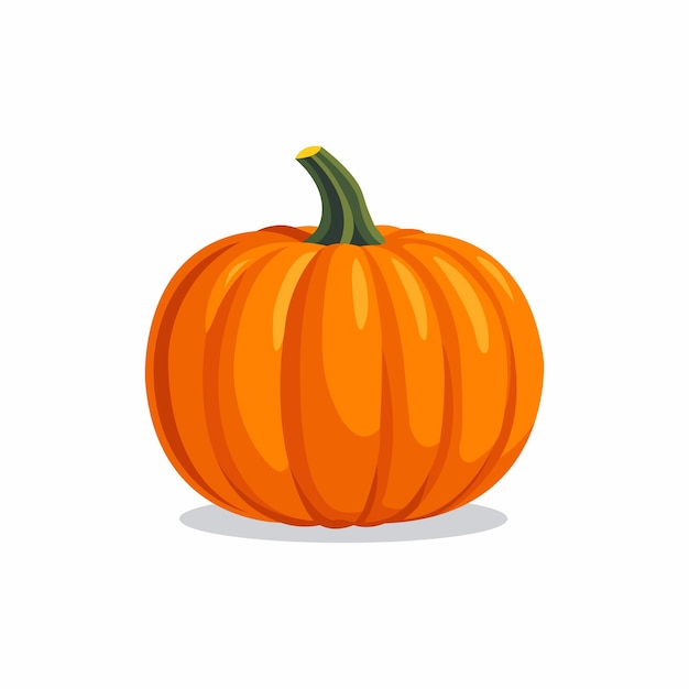 Vector bright orange pumpkin with a green stem isolated on white