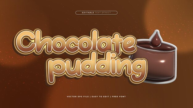 Vector brown beige and white chocolate pudding 3d editable text effect font style