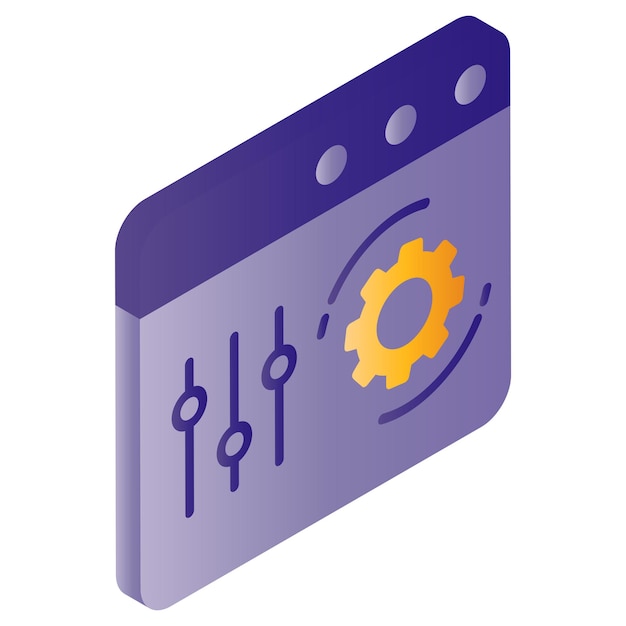 Vector browser settings and config isometric concept internet webpage viewer configuration vector design