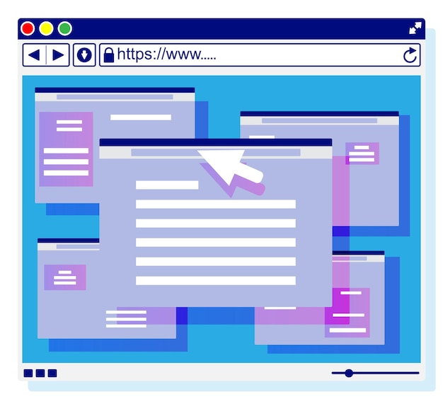 Vector browser window operating system user interface