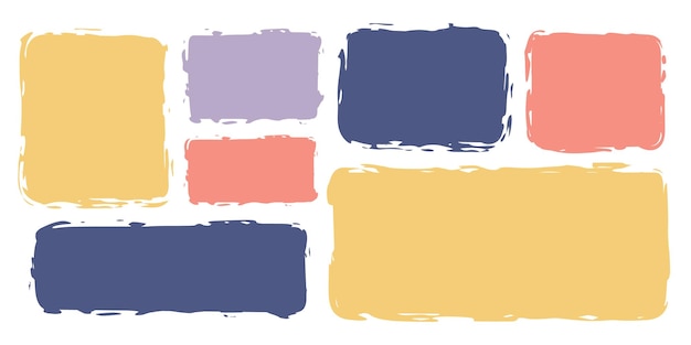 Vector brush painted texture rectangle quote frame set hand drawn simple text box empty speech bubble blob