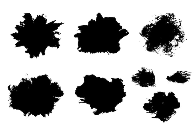 Vector brush strokes vector exploding blobs burst blots and round painted backgrounds