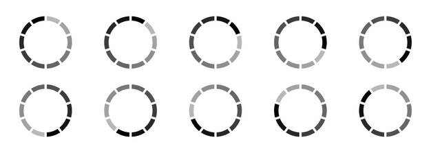 Vector buffering circle set loading indicator vector icon set buffer status circle bar symbol