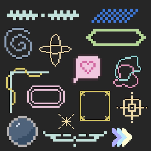 Vector bundle set abstract pixel art
