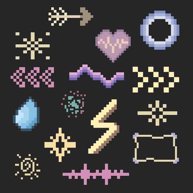 Vector bundle set abstract pixel art