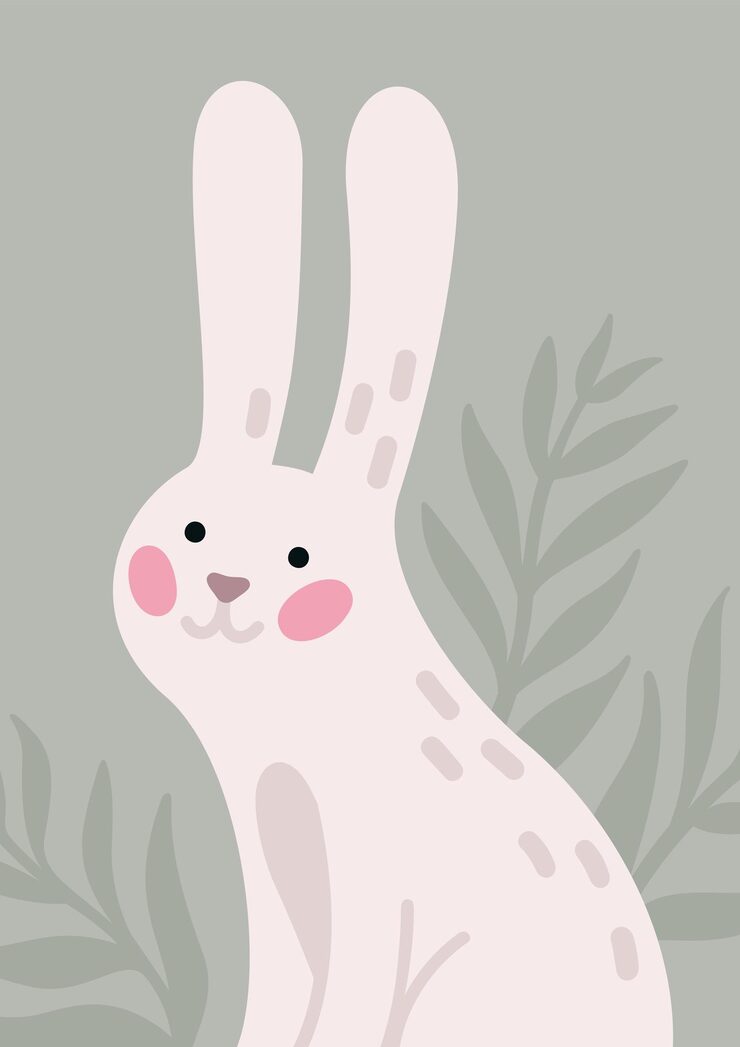 Vector bunny spring branches poster