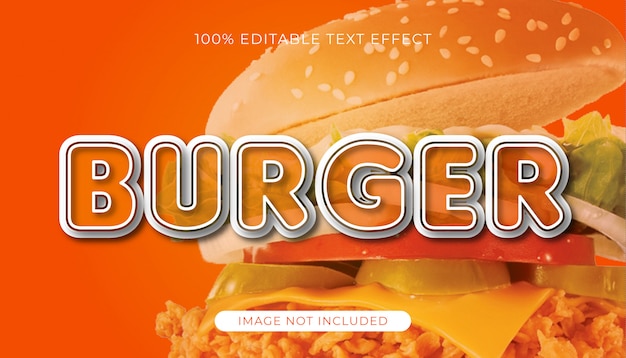 Vector burger editablte text effect with image