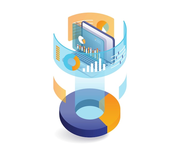 Vector business analysis data computer