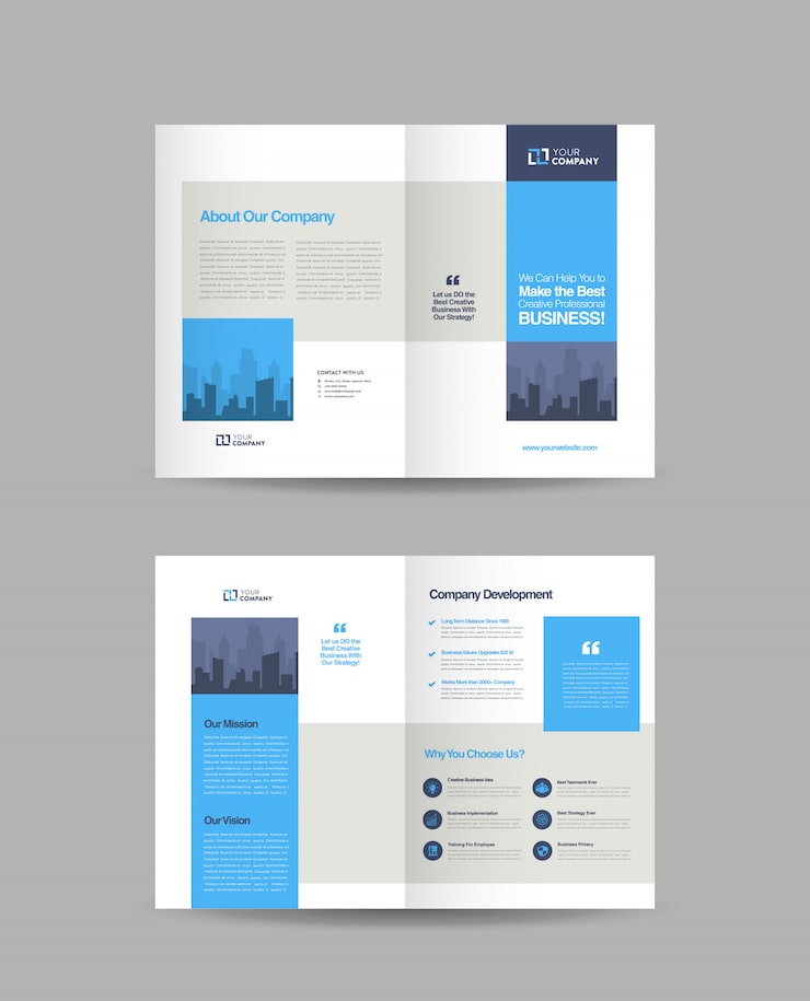 Vector business bifold brochure design