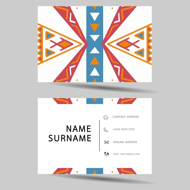 Vector business card design with abstract pattern vector element vintage style illustration eps10