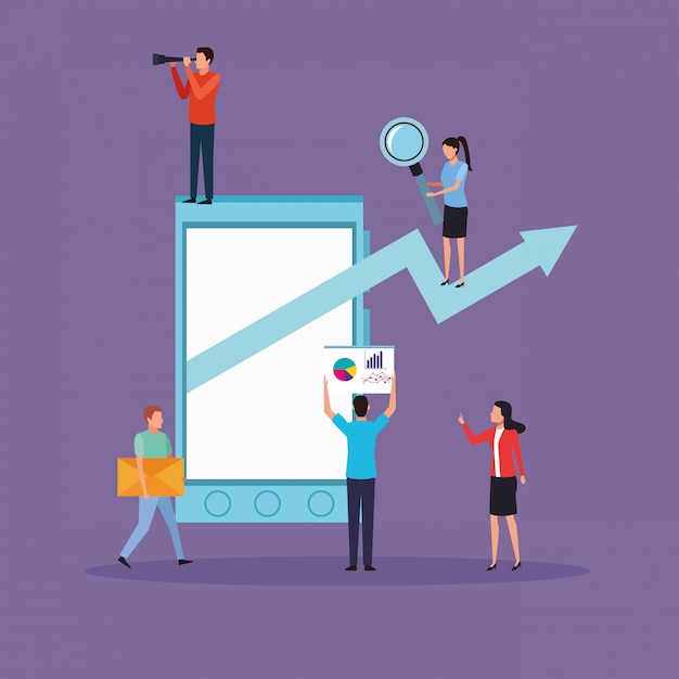 Vector business colleagues doing presentation cartoon