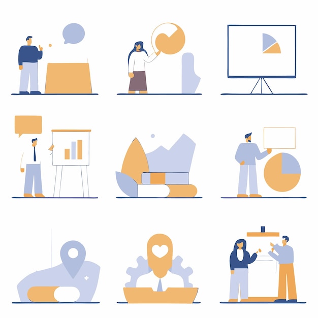 Vector business and data analysis concepts collection