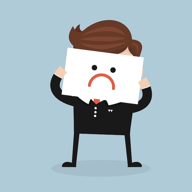 Vector business man have a bad mood.