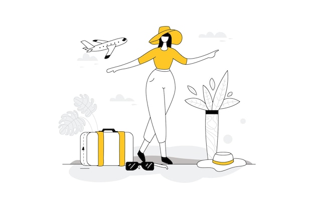 Vector business management character art vector flat line illustration