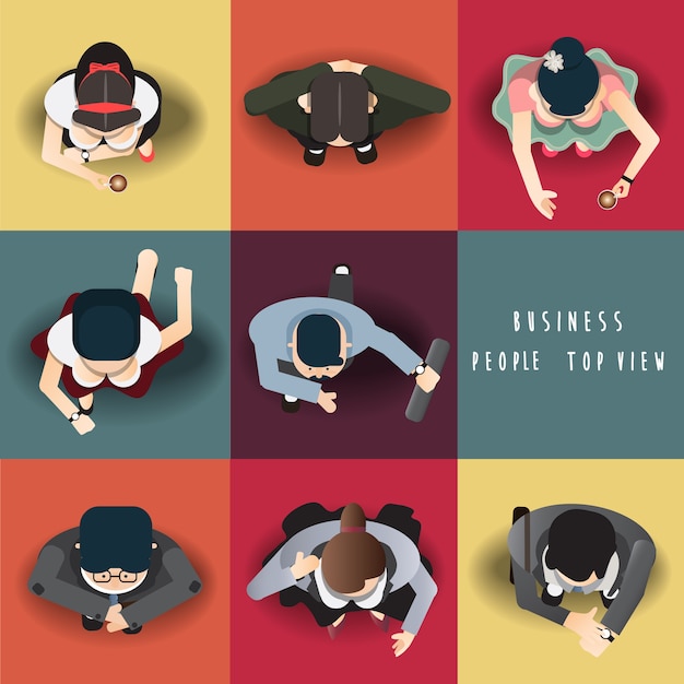 Vector business people standing top view set ,vector illustration