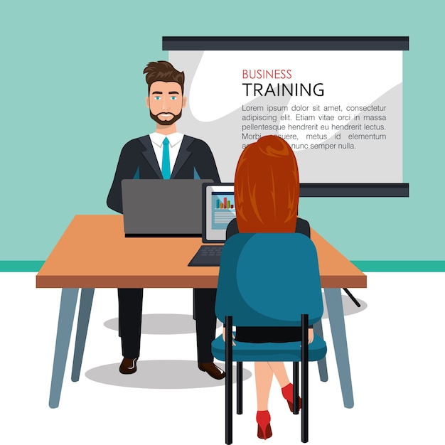 Vector business people in training process  isolated icon design, vector illustration  graphic 