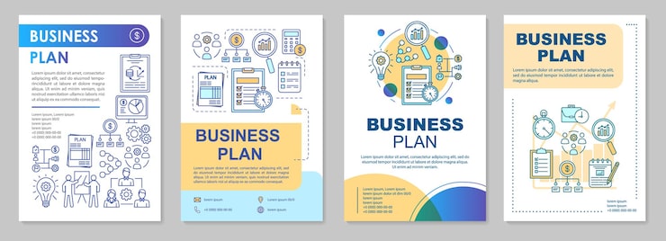 Vector business plan brochure template layout. strategic management. flyer, booklet, leaflet print design with linear illustrations. vector page layouts for magazines, annual reports, advertising posters