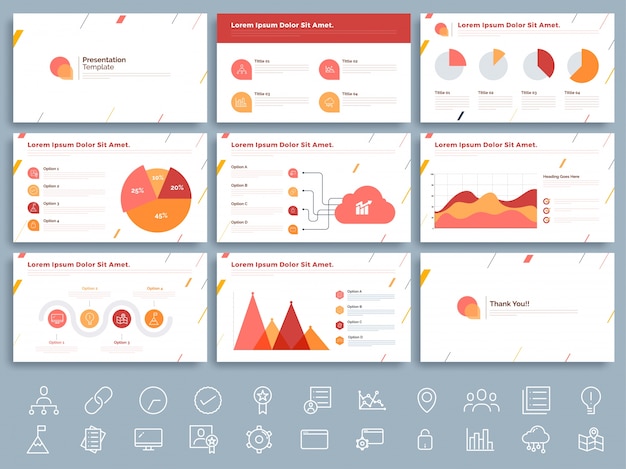 Vector business presentation template with infographic elements.