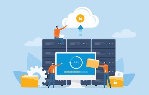 Vector business technology cloud computing service concept