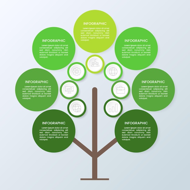Vector business tree infographic visualizing data and strategies