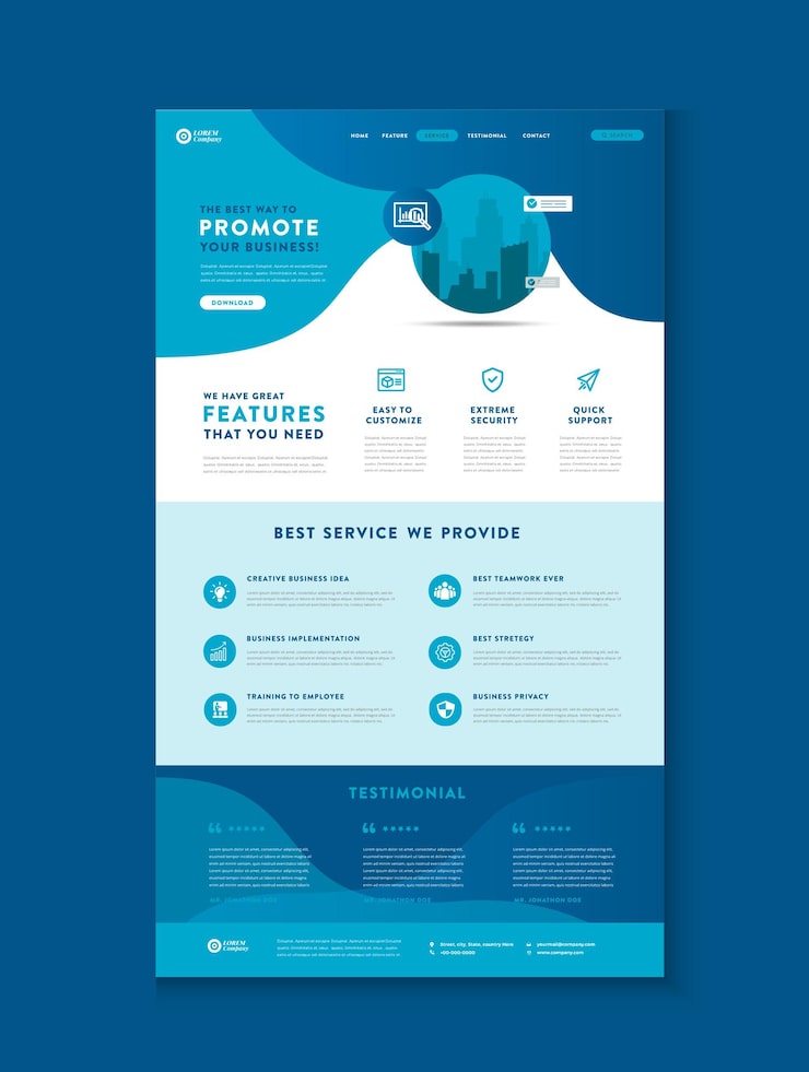 Vector business website landing page or app landing page or web user interface design or web wire-frame template