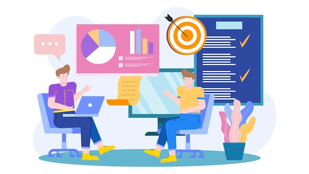 Vector a businessman doing a professional development workshops