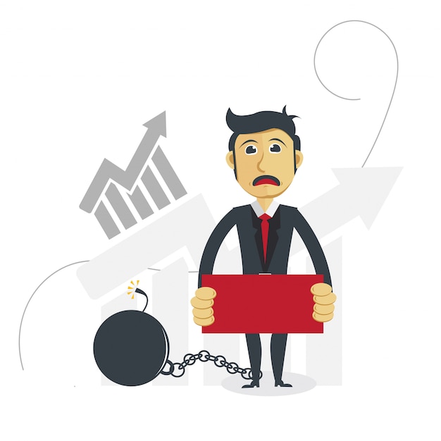 Vector businessman illustration with profit progress concept.