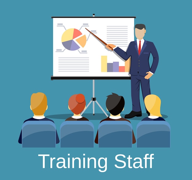 Vector businessman making presentation