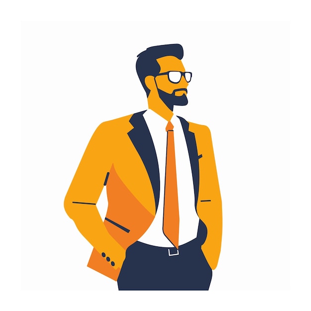 Vector businessman standing confidently stylish professional attire modern entrepreneur handsome