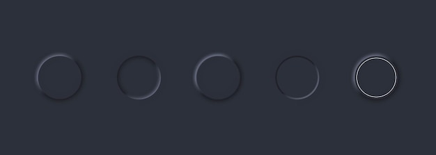 Vector buttons in neomorphism style for website or app. ui blank buttons. user interface elements for mobile app. dark theme. neumorphism style. vector eps10. isolated on background.