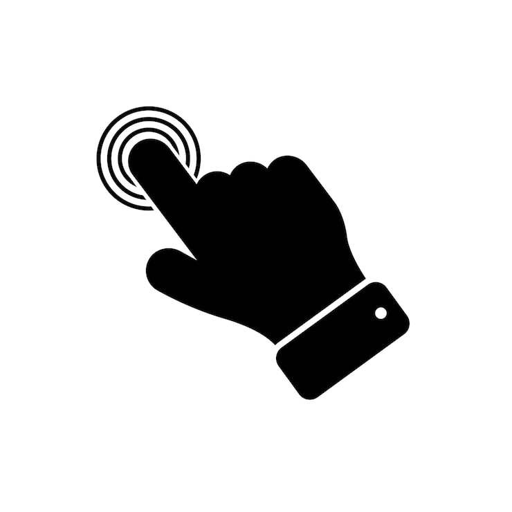 By clicking the finger icon the hand points to the vector Pointer click Cursor arrow icon Clicking a computer mouse